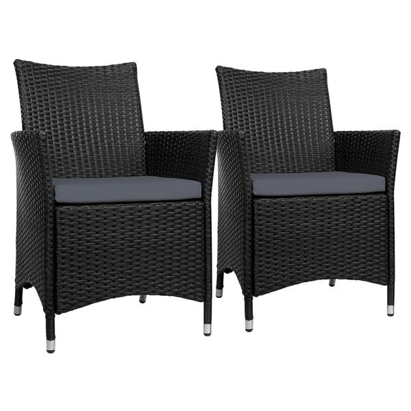  Outdoor Dining Chairs Patio Furniture Wicker Garden Cushion Idris 2PC