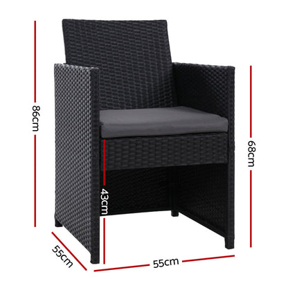 2Pc Outdoor Dining Chairs Patio Furniture Wicker Garden Cushion Hugo