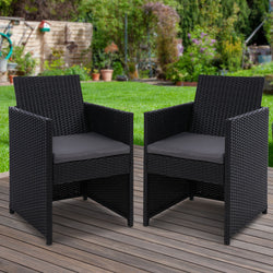 2Pc Outdoor Dining Chairs Patio Furniture Wicker Garden Cushion Hugo