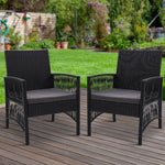 Outdoor Furniture Dining Chairs Rattan Garden Patio Cushion Black x2 Gardeon