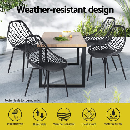 Outdoor Dining Chairs Black Lounge 40.5x48x83.5cm