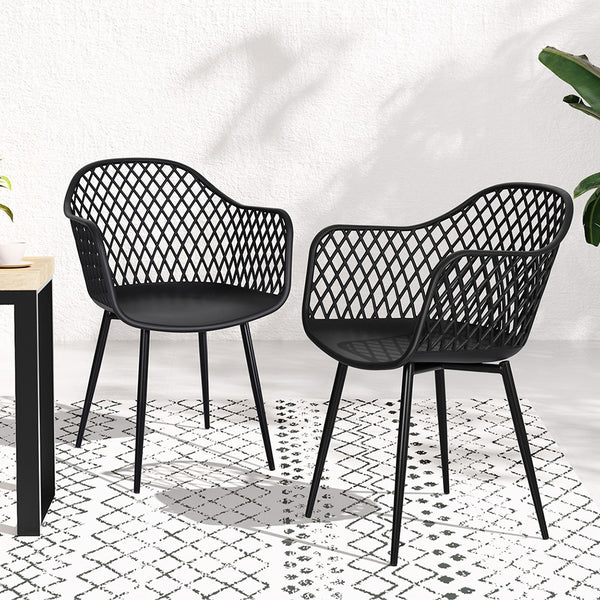  4PC Outdoor Dining Chairs PP Lounge Chair Patio Furniture Garden Black