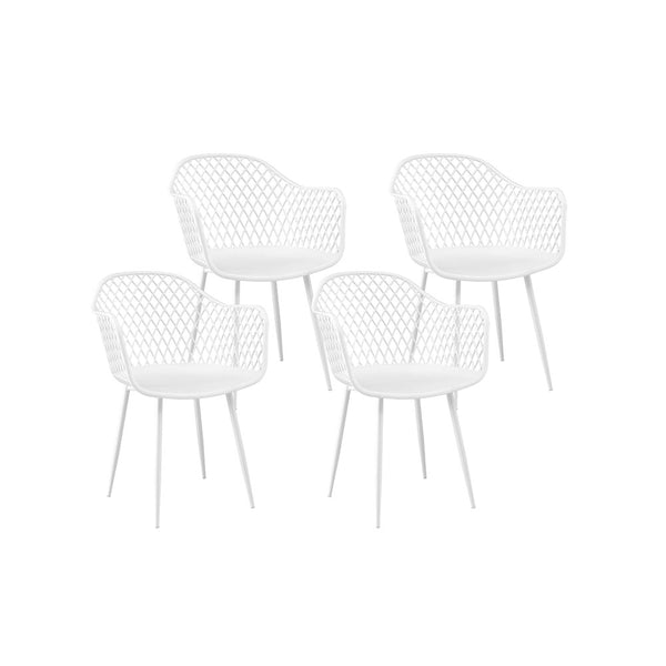  4PC Outdoor Dining Chairs PP Lounge Chair Patio Furniture Garden White