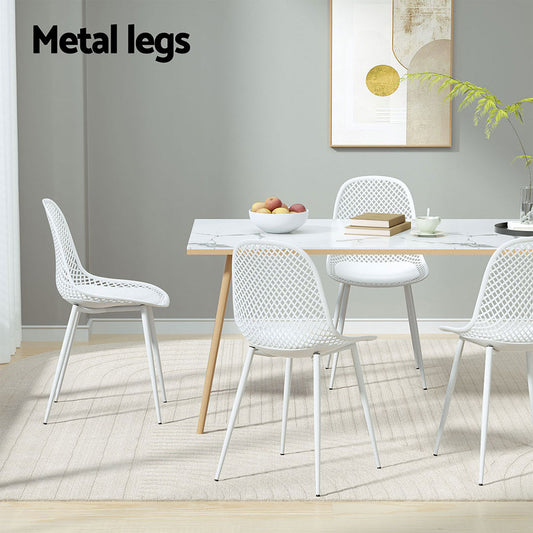 4Pc Outdoor Dining Chairs Pp Lounge Chair Patio Garden Furniture White
