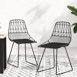 2Pc Outdoor Dining Chairs Steel Lounge Chair Patio Garden Furniture