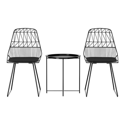 3Pc Outdoor Bistro Set Patio Furniture Lounge Chairs Table Garden