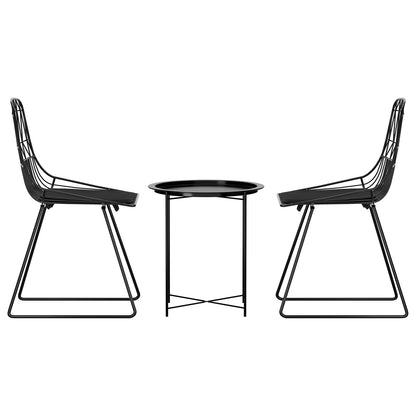 3Pc Outdoor Bistro Set Patio Furniture Lounge Chairs Table Garden