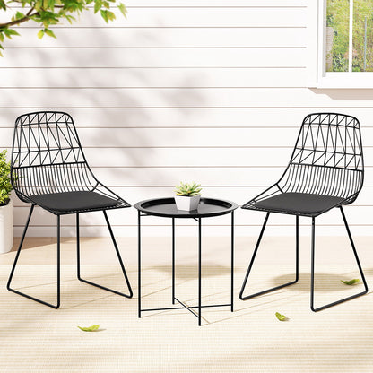 3Pc Outdoor Bistro Set Patio Furniture Lounge Chairs Table Garden