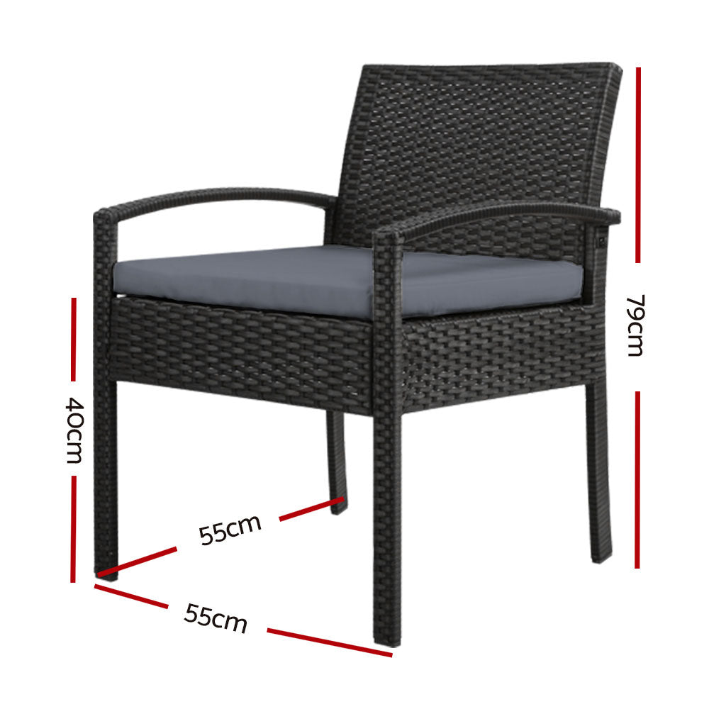 2Pc Outdoor Dining Chairs Patio Furniture Rattan Lounge Chair Cushion Felix