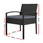 Outdoor Furniture Dining Chairs Wicker Cushion Black x2