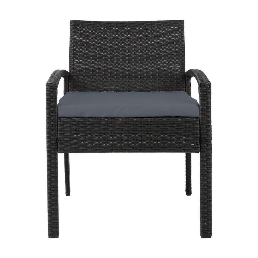 2Pc Outdoor Dining Chairs Patio Furniture Rattan Lounge Chair Cushion Felix