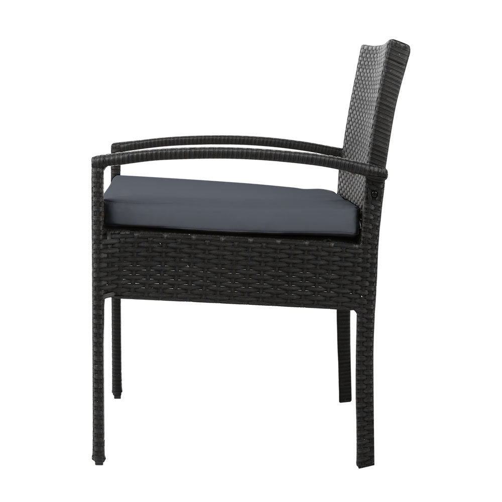 2Pc Outdoor Dining Chairs Patio Furniture Rattan Lounge Chair Cushion Felix