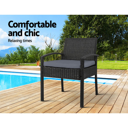 2Pc Outdoor Dining Chairs Patio Furniture Rattan Lounge Chair Cushion Felix