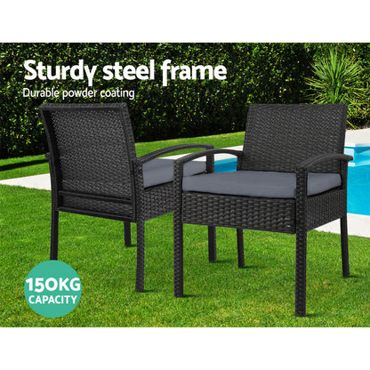2Pc Outdoor Dining Chairs Patio Furniture Rattan Lounge Chair Cushion Felix