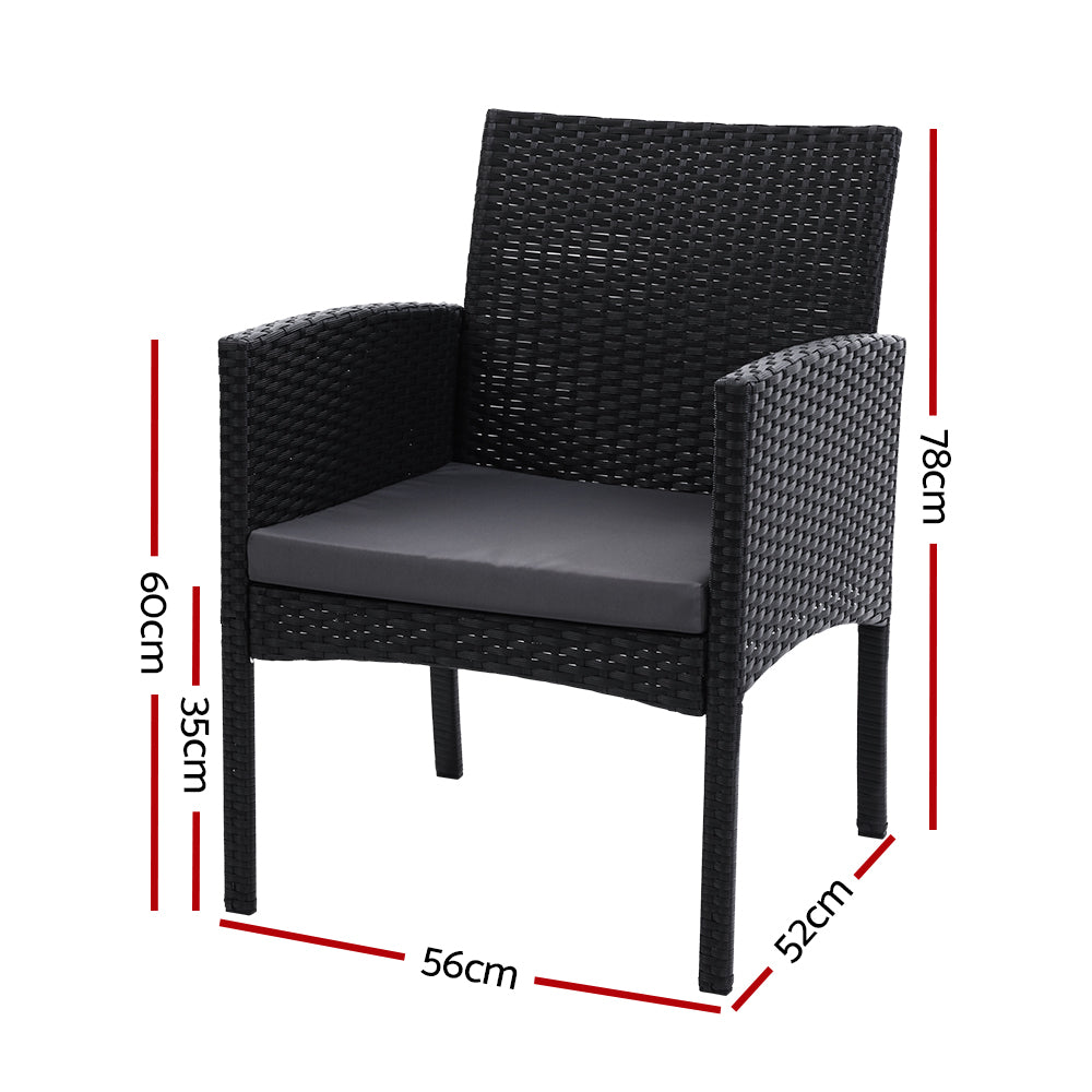 2Pc Outdoor Dining Chairs Patio Furniture Rattan Lounge Chair Xl Ezra