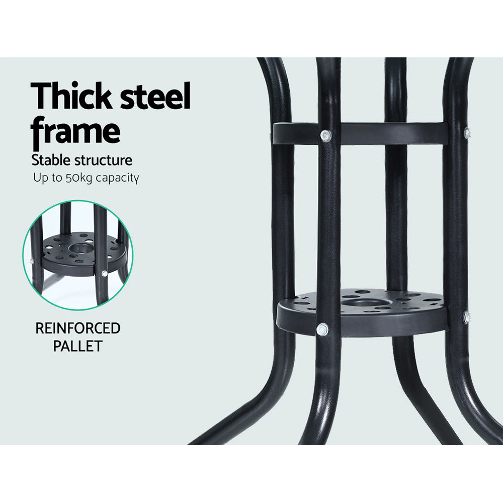 3Pc Bistro Set Outdoor Furniture Rattan Table Chairs Cushion Patio Garden Idris