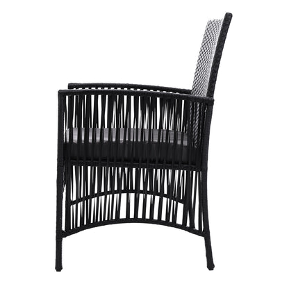 3Pc Bistro Set Outdoor Furniture Rattan Table Chairs Cushion Patio Garden Lyra