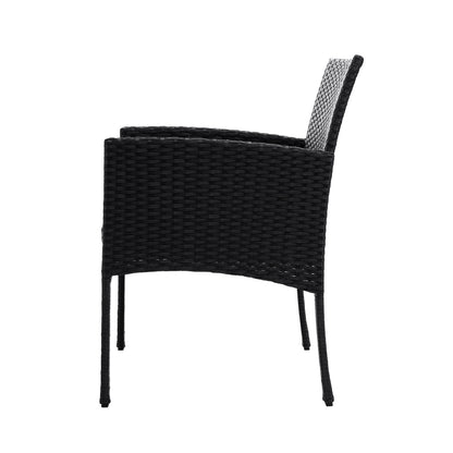 3Pc Bistro Set Outdoor Furniture Rattan Table Chairs Cushion Patio Garden Ezra