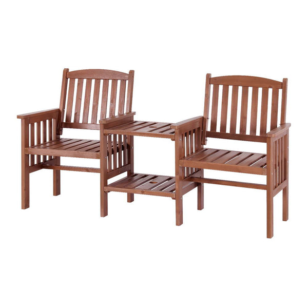  Stylish Outdoor Garden Bench & Table Set - Brown