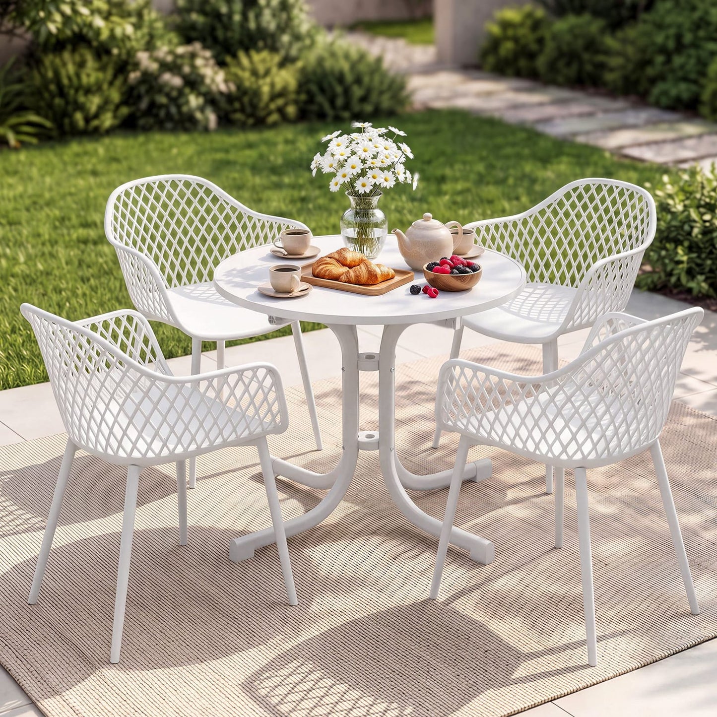 Outdoor Dining Set White King
