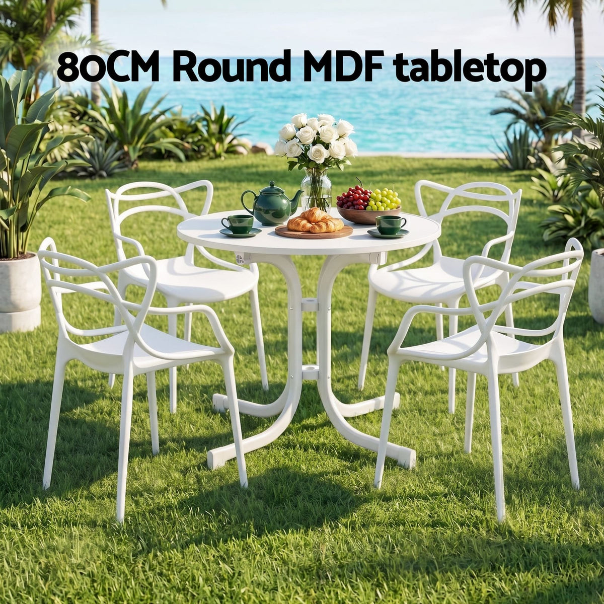 Outdoor Dining Set White King Size