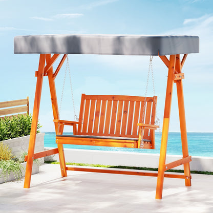 Swing Chair Wooden Garden Bench Canopy 2 Seater Outdoor Furniture