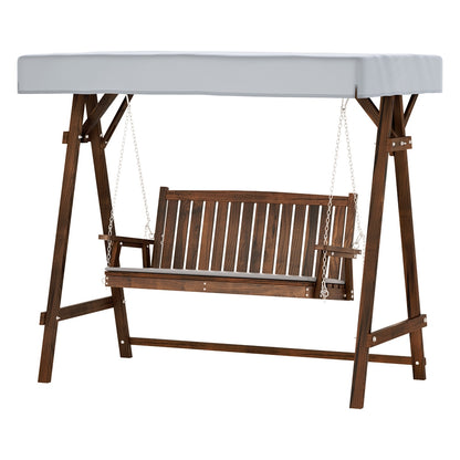 Wooden Swing Chair Garden Bench Canopy 3 Seater Outdoor