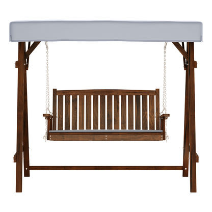 Wooden Swing Chair Garden Bench Canopy 3 Seater Outdoor