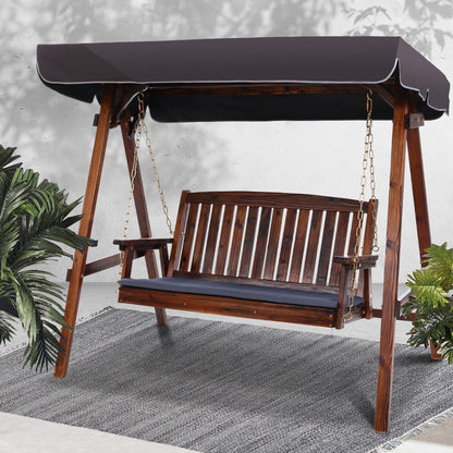 Wooden Swing Chair Garden Bench Canopy 3 Seater Outdoor