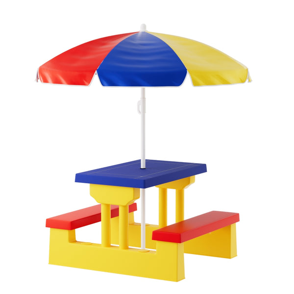  Kids Outdoor Table and Chairs Set Picnic Bench Umbrella Children Indoor