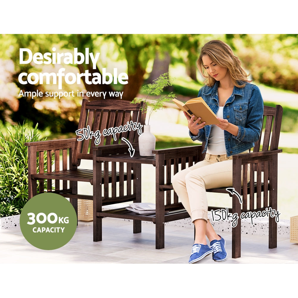 Garden Bench Chair Table Loveseat Wooden Outdoor Furniture Patio Park Charcoal