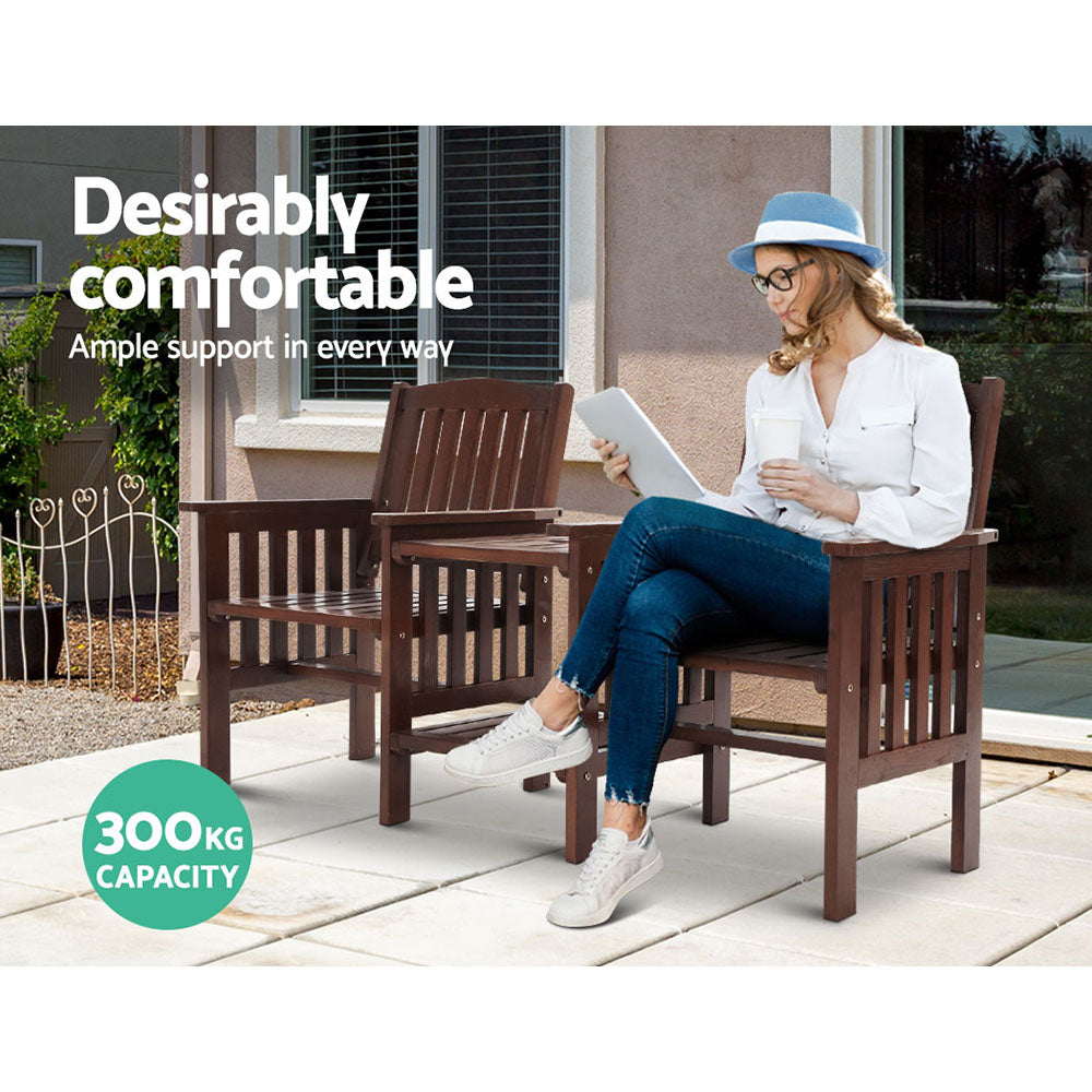 Garden Bench Chair Table Loveseat Wooden Outdoor Furniture Patio Park Charcoal