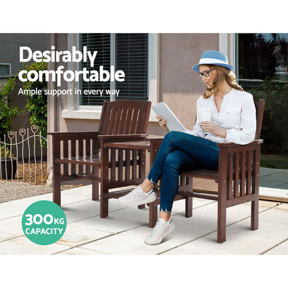 Garden Bench Chair Table Loveseat Wooden Outdoor Furniture Patio Park Charcoal