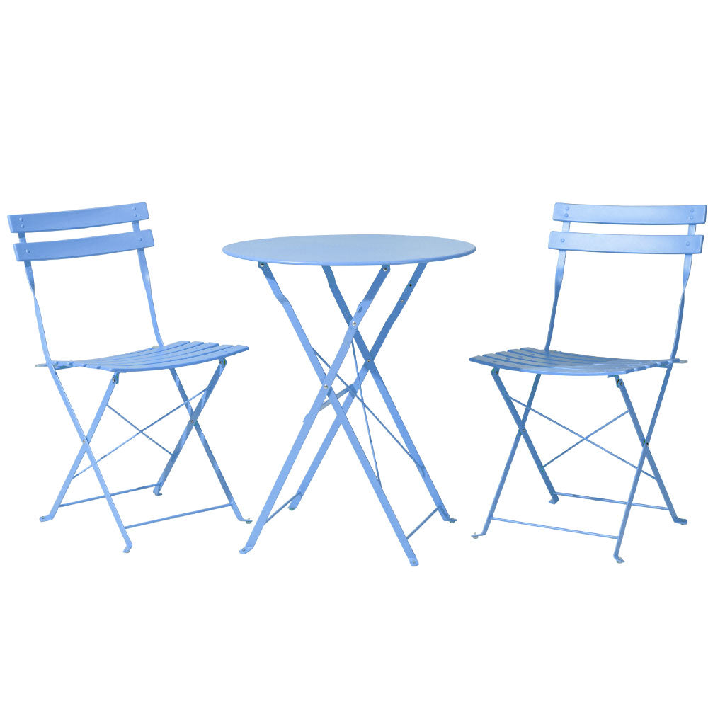 Outdoor Setting Table and Chairs Folding Bistro Set Patio Furniture Blue