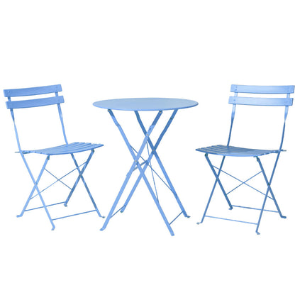 Outdoor Setting Table and Chairs Folding Bistro Set Patio Furniture Blue