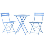Outdoor Setting Table and Chairs Folding Bistro Set Patio Furniture Blue