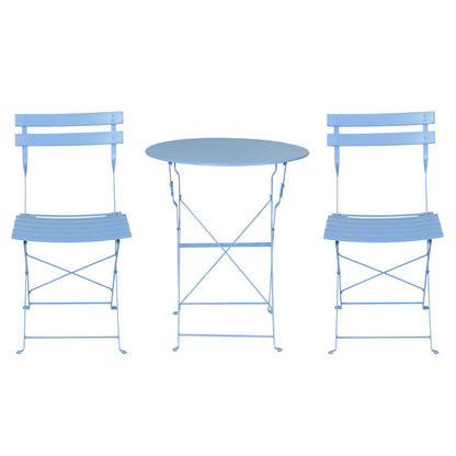 Outdoor Setting Table and Chairs Folding Bistro Set Patio Furniture Blue
