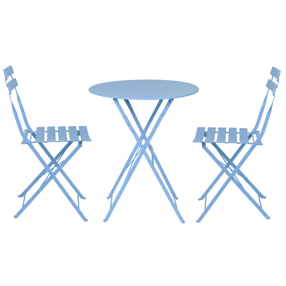 Outdoor Setting Table and Chairs Folding Bistro Set Patio Furniture Blue