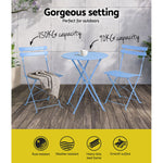 Outdoor Setting Table and Chairs Folding Bistro Set Patio Furniture Blue
