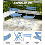 Outdoor Setting Table and Chairs Folding Bistro Set Patio Furniture Blue