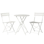 3Pc Outdoor Bistro Set Steel Table And Chairs Patio Furniture White