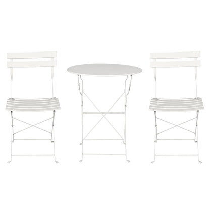 3Pc Outdoor Bistro Set Steel Table And Chairs Patio Furniture White