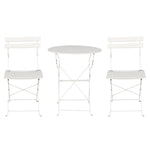 3Pc Outdoor Bistro Set Steel Table And Chairs Patio Furniture White