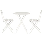 3Pc Outdoor Bistro Set Steel Table And Chairs Patio Furniture White