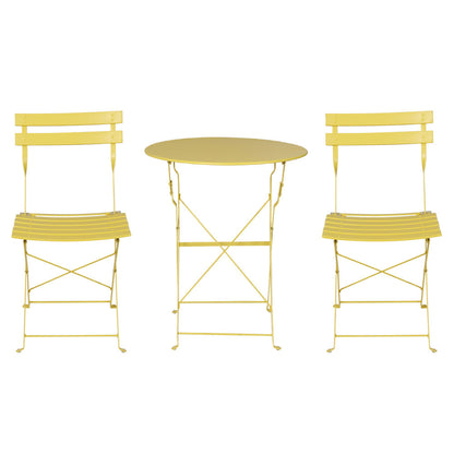 Gradeon 3Pc Outdoor Bistro Set Steel Table And Chairs Patio Furniture Yellow