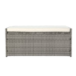 Outdoor Storage Bench Box with Wicker Cushion Chair