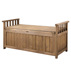 Outdoor Storage Bench Box Wooden Garden Toy Tool Sheds Patio Furniture Brown