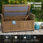 Outdoor Storage Bench Box Wooden Garden Toy Tool Sheds Patio Furniture Brown