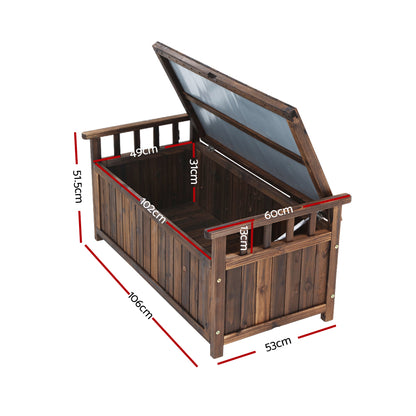 Outdoor Storage Bench Box Wooden Garden Toy Tool Shed Patio Charcoal