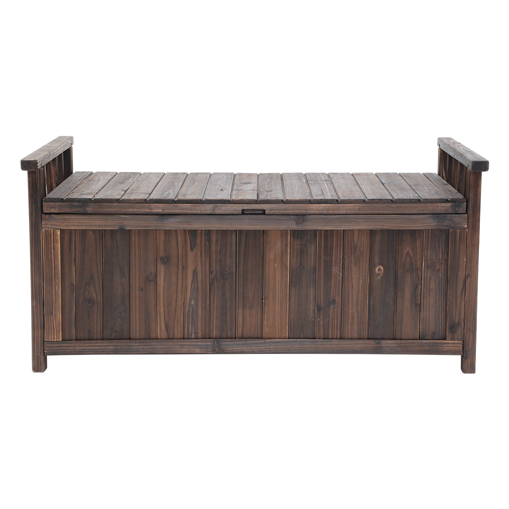 Outdoor Storage Bench Box Wooden Garden Toy Tool Shed Patio Charcoal